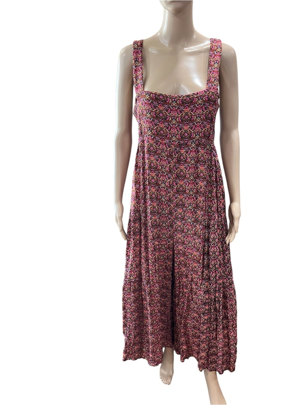 Natural Life Boho Floral Jumpsuit Square Neck Rayon Wide Leg Palazzo Romper M - Picture 7 of 10